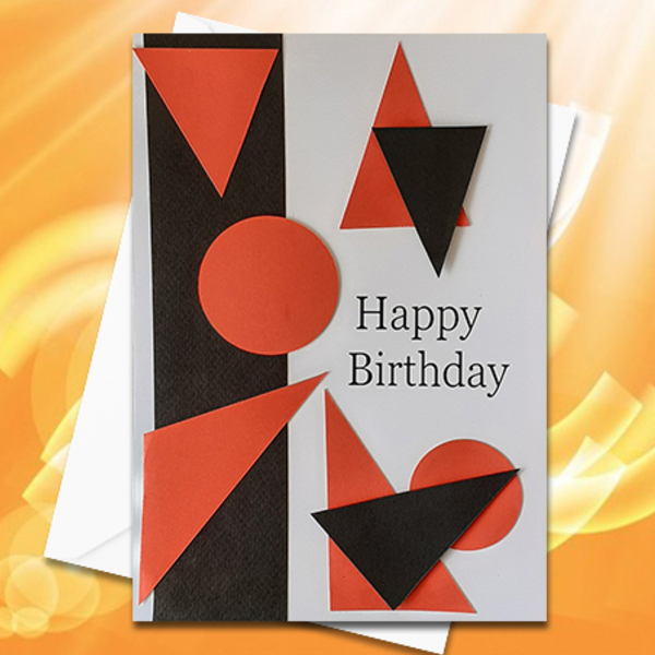 Πρωτότυπη Κάρτα Γενεθλίων, Γεωμετρικά Σχήματα, Χειροποίητη, - γεωμετρικά σχέδια, γενέθλια, δώρα γενεθλίων, κάρτα ευχών - 2