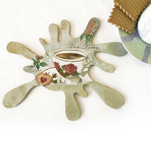 "Tea Time" Μοναδικό Ξύλινο Σουβέρ σε σχήμα σπλάς για τσάι, 23x19.5x0,8cm - προστασία, πρωτότυπα δώρα, ξύλινα σουβέρ
