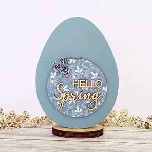 Ξύλινο Αυγό Hello Spring Small - διακόσμηση, διακοσμητικά, για ενήλικες, για εφήβους, πασχαλινά δώρα - 2