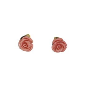 Σκουλαρίκια μικρά με στοιχείο τριαντάφυλλο σε απαλό ροζ σμάλτο - λουλούδι, καρφωτά, μικρά, faux bijoux, φθηνά