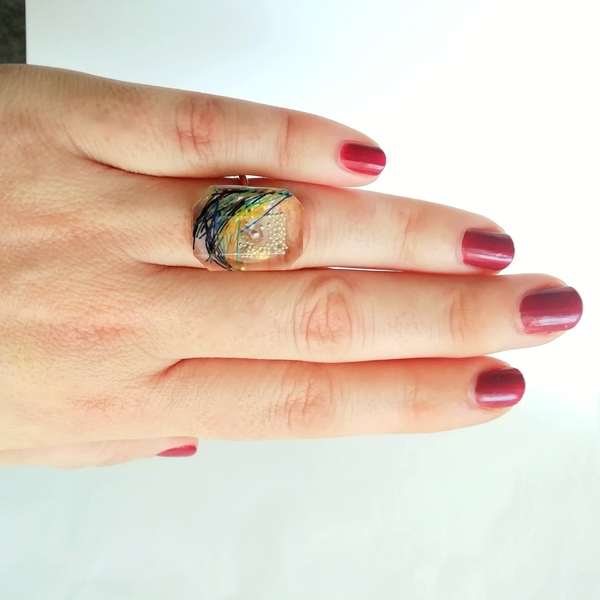 Δαχτυλίδι Ασημένιο επίχρυσο Sunrise - Αυξομειούμενο - ασήμι, γυαλί, μεγάλα, αυξομειούμενα - 2