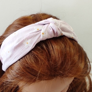 Στέκα με κόμπο ροζ με μαργαρίτες - μοδάτο, λουλουδάτο, για τα μαλλιά, στέκες - 2