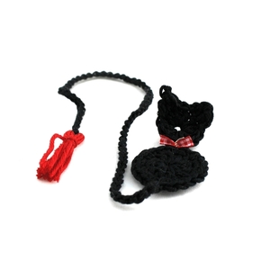 Πλεκτή μαύρη γάτα σελιδοδείκτης - βαμβάκι, διακόσμηση, σελιδοδείκτες, γατούλα - 2