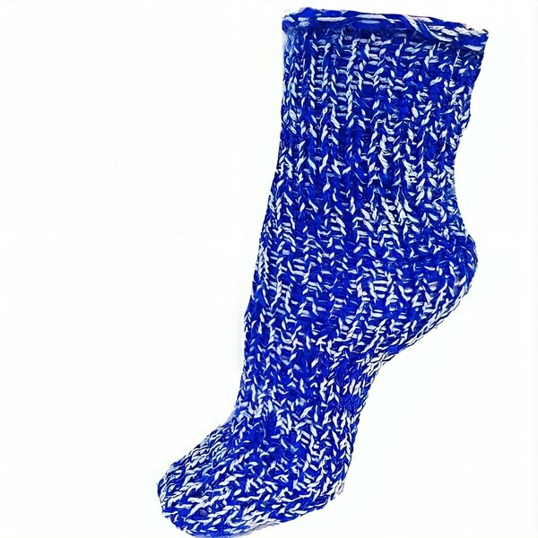 Πλεκτές κυλινδρικές κάλτσες μπλε με γαλάζιο ανοιχτό - χειροποίητα, δώρα για γυναίκες