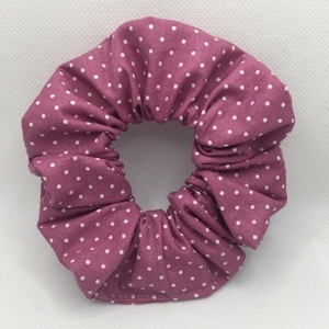Υφασμάτινο λαστιχάκι scrunchie polka dot - ύφασμα, πουά, δώρα για γυναίκες, λαστιχάκια μαλλιών - 4