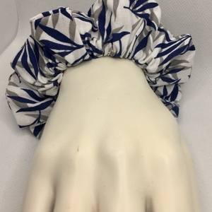 Υφασμάτινο λαστιχάκι scrunchie λευκό μπλε - μπλε, ύφασμα, δώρα για γυναίκες, λαστιχάκια μαλλιών - 4