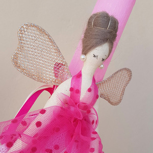 Πασχαλινή Ροζ Αρωματική Λαμπάδα Πάνινη Κούκλα Νεράϊδα-Μπαλαρίνα 30cm - κορίτσι, λαμπάδες, μπαλαρίνες, για παιδιά, για εφήβους, νεράιδες - 4