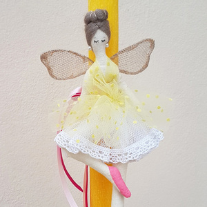 Πασχαλινή Κίτρινη Αρωματική Λαμπάδα Πάνινη Κούκλα Νεράϊδα-Μπαλαρίνα 30cm - κορίτσι, λαμπάδες, μπαλαρίνες, για παιδιά, για εφήβους - 5