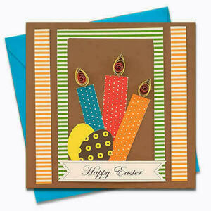 Χειροποίητη Κάρτα για Πάσχα, Λαμπάδες, Αυγά 15 Χ 15 εκ - λαμπάδες, κάρτα ευχών, δώρο πάσχα