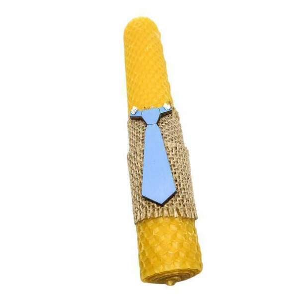 Χειροποίητη λαμπάδα "γραβάτα" με κηρήθρα από μελισσοκέρι - αγόρι, λαμπάδες, για ενήλικες, για εφήβους