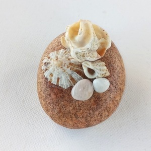 Πέτρα με κοχύλια Πρες παπιέ - πέτρα, κοχύλι, διακοσμητικές πέτρες, αξεσουάρ γραφείου