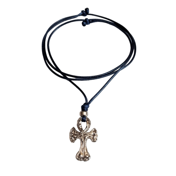 Βυζαντινός σταυρός σε μπλε snake cord, 40εκ. - κολιέ, κορδόνια, δώρα για άντρες, σταυροί