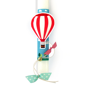 Σετ λαμπάδα "Αερόστατο" με ξύλινο σημαιάκι - κορίτσι, αγόρι, λαμπάδες, για παιδιά, προσωποποιημένα - 2