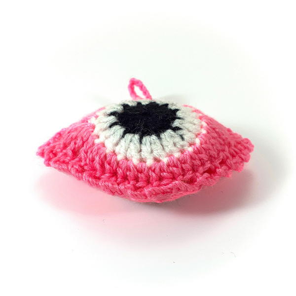 Πλεκτό φουσκωτό ροζ ματάκι/ γούρι /Crochet inflatable pink eye/ lucky charm - κορίτσι, φυλαχτά - 2