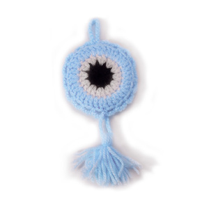 Πλεκτό στρογγυλό διπλό μπλε ματάκι/ γούρι /Crochet round double blue eye/ lucky charm - γούρι, αγόρι, δώρο για νεογέννητο, βάπτισης, φυλαχτά