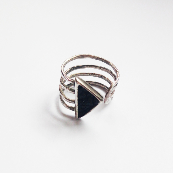 Eπάργυρο χειροποίητο δαχτυλίδι με πέτρα όνυχα - επάργυρα, μικρά, μπρούντζος, αυξομειούμενα, φθηνά