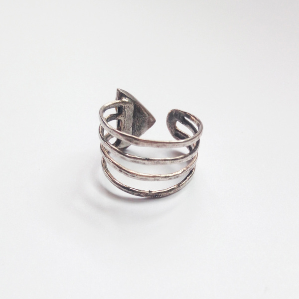 Eπάργυρο χειροποίητο δαχτυλίδι με πέτρα όνυχα - επάργυρα, μικρά, μπρούντζος, αυξομειούμενα, φθηνά - 3