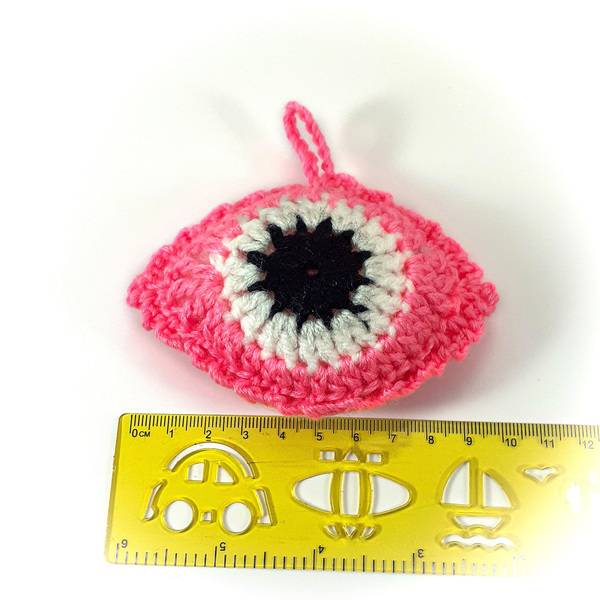Πλεκτό φουσκωτό ροζ ματάκι/ γούρι /Crochet inflatable pink eye/ lucky charm - κορίτσι, φυλαχτά - 3