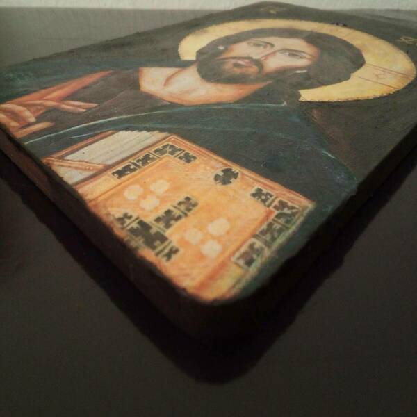 Εικόνα Του Ιησού Χριστού Σε Ξύλινη Επιφάνεια - πίνακες & κάδρα, πίνακες ζωγραφικής - 3