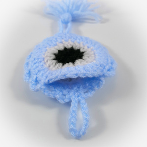 Πλεκτό στρογγυλό διπλό μπλε ματάκι/ γούρι /Crochet round double blue eye/ lucky charm - γούρι, αγόρι, δώρο για νεογέννητο, βάπτισης, φυλαχτά - 2