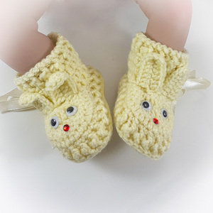 Πλεκτά εκρού παπούτσια για μωρά/ κουνελάκια/ 0-12/ Crochet cream booties for a babies/ bunnies - κορίτσι, αγόρι, βρεφικά ρούχα - 4