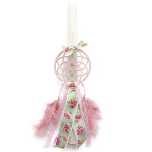 Αρωματική Λαμπάδα με Ονειροπαγίδα Ροζ Αρωματικό Γκρι Κερί 30cm - κορίτσι, λαμπάδες, για παιδιά, για ενήλικες, για εφήβους - 3