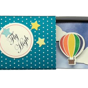 Ευχετήρια Κάρτα in a Box, Αερόστατο, 8 Χ 5 Χ 3 εκ - γενέθλια, δώρα γενεθλίων, κάρτα ευχών, γέννηση, δώρο έκπληξη