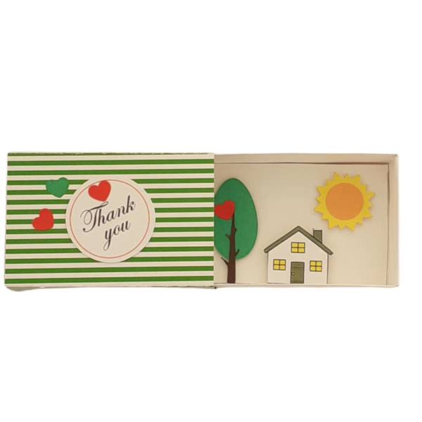 Ευχετήρια Κάρτα in a Box, Σπιτάκι με Δέντρο 8 × 5 × 3 εκ - γενέθλια, κάρτα ευχών, γιορτή της μητέρας, δώρο έκπληξη, ευχετήριες κάρτες - 3