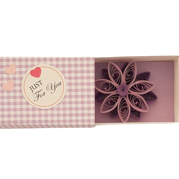 Ευχετήρια Κάρτα in a Box, Λουλούδι με χάρτινη πλέξη, 8 Χ 5 Χ 3 εκ. - γενέθλια, κάρτα ευχών, γενική χρήση, δώρο έκπληξη