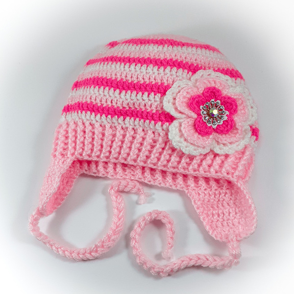Πλεκτό σετ ροζ-λευκό-φουξία για κορίτσια / σκουφάκι, παπουτσάκια / 0-12/ Crochet white-pink set for girls / hat, shoes - κορίτσι, σετ, βρεφικά ρούχα - 2