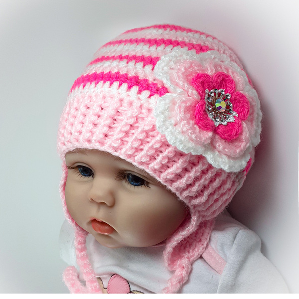 Πλεκτό σετ ροζ-λευκό-φουξία για κορίτσια / σκουφάκι, παπουτσάκια / 0-12/ Crochet white-pink set for girls / hat, shoes - κορίτσι, σετ, βρεφικά ρούχα - 4