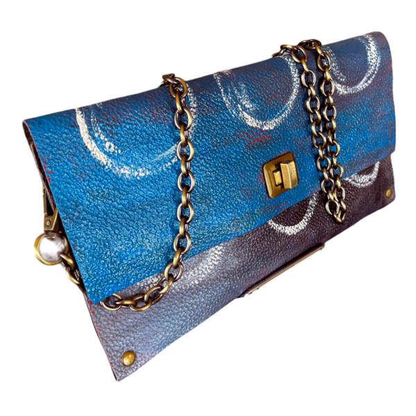 Δερμάτινη τσάντα χειροποίητη Mediterranean Blue - δέρμα, φάκελοι, χιαστί, all day, μικρές - 2