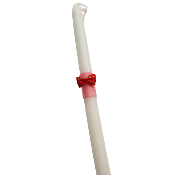 Πασχαλινή λευκή λαμπάδα με φιογκάκι - μήκος 32 cm - κορίτσι, λαμπάδες, για παιδιά, για ενήλικες, για εφήβους - 2