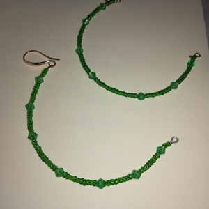Πράσινα σκουλαρίκια - πλαστικό, μακριά, boho, γάντζος, φθηνά - 4