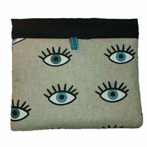 Υφασμάτινο Snap bag μάτια με βλεφαρίδες (μεταλλικό άνοιγμα) - clutch, all day, χειρός, τσαντάκια