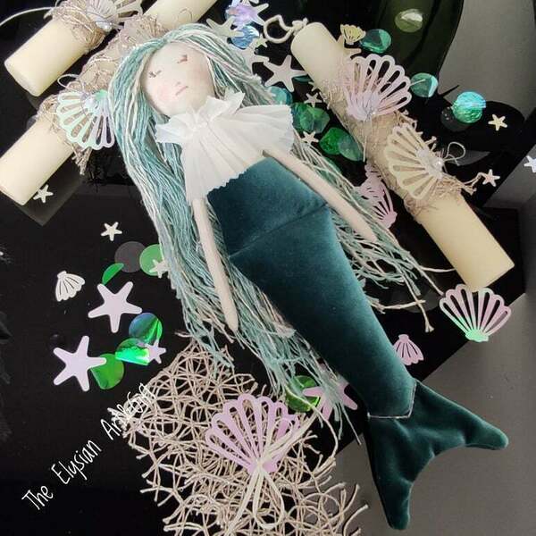 Πασχαλινή Λαμπάδα με χειροποίητη κούκλα Γοργόνα Smaragd Green Mermaid - κορίτσι, λαμπάδες, για παιδιά, γοργόνες - 2