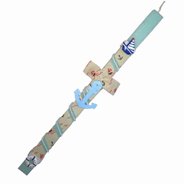 Λαμπάδα για αγόρι με ναυτικό στυλ 38×2,2×2,2cm - αγόρι, λαμπάδες, για παιδιά, για εφήβους