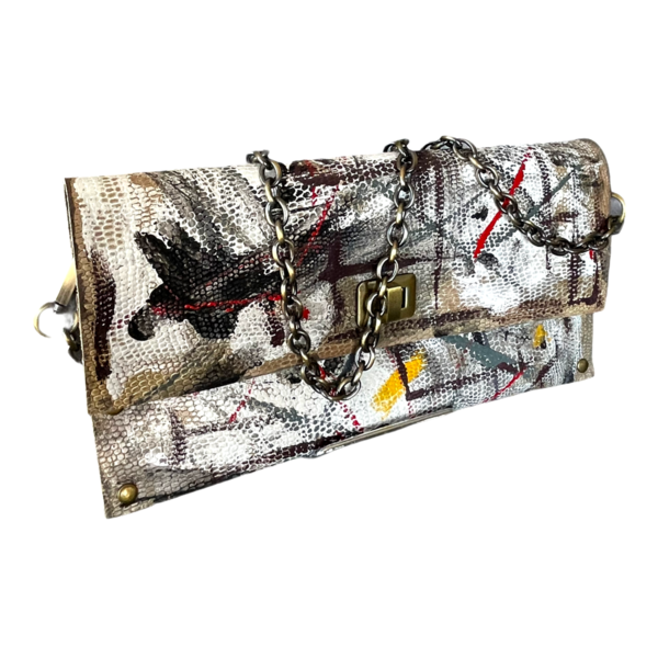 Δερμάτινη τσάντα χειροποίητη Canvas Lines - δέρμα, φάκελοι, clutch, ώμου, μικρές - 2