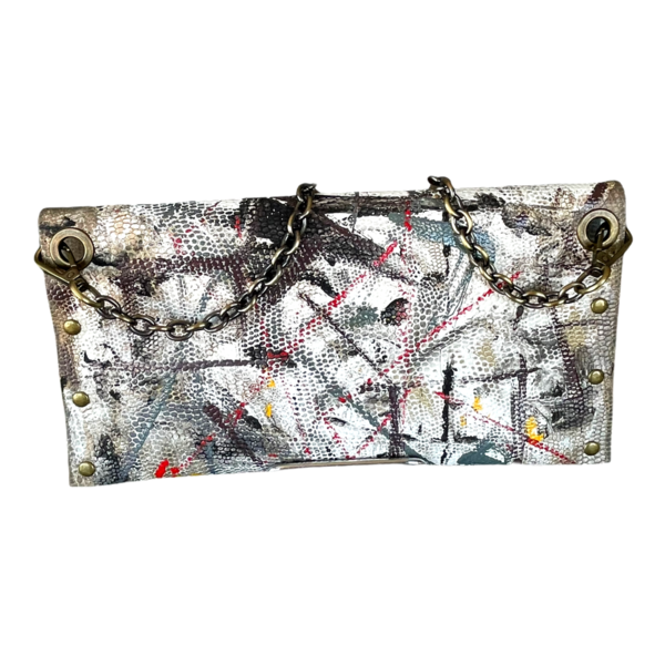 Δερμάτινη τσάντα χειροποίητη Canvas Lines - δέρμα, φάκελοι, clutch, ώμου, μικρές - 3