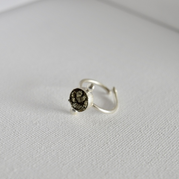 Ιron pyrite ring big. - statement, ασήμι, ασήμι 925, minimal, αυξομειούμενα