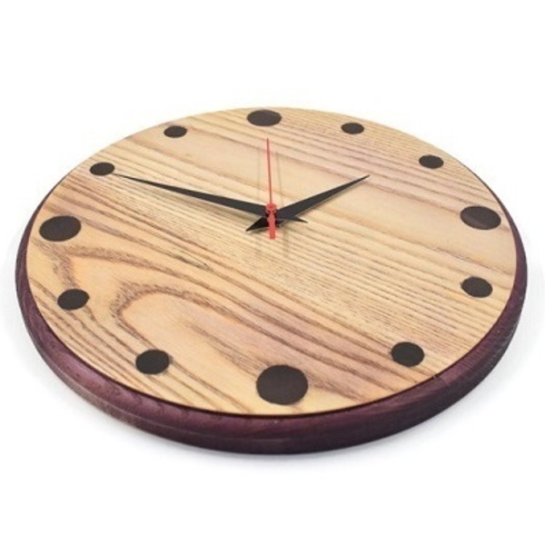 Χειροποίητο ξύλινο ρολόι τοίχου The Classic Purple Berry από δεσποτάκι διαμέτρου 30 cm - ξύλο, ρολόι, δώρο, τοίχου, ξύλινα διακοσμητικά τοίχου - 5