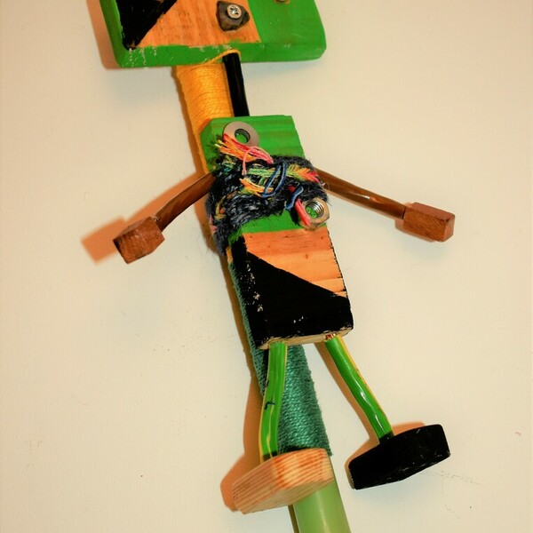 λαμπάδα με χειροποίητο ρομπότ - αγόρι, λαμπάδες, οικολογικό, ξύλινα παιχνίδια - 5