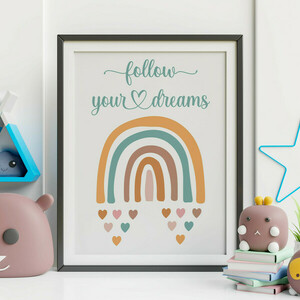Poster σε κάδρο "Boho Rainbow" - πίνακες & κάδρα, κορίτσι, ουράνιο τόξο, προσωποποιημένα, παιδικά κάδρα - 2