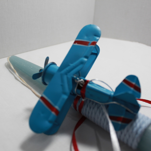 Λαμπάδα γαλάζιο κερί με διακοσμητικό αεροπλάνο - αγόρι, λαμπάδες, αεροπλάνο, για παιδιά, για μωρά - 2