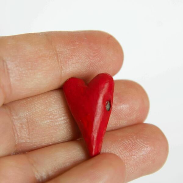 Χάντρες καρδιές κόκκινες 2,5 εκ. papier mache σετ 10 τεμ. - καρδιά, χάντρες, υλικά κοσμημάτων - 4