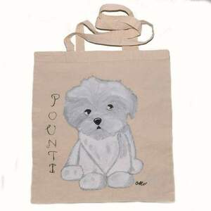 Πάνινη τσάντα ώμου ζωγραφίσμενη στο χέρι ❤️ σκύλος - ύφασμα, ώμου, all day, πάνινες τσάντες