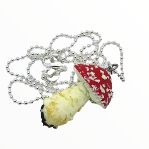 Κόκκινο μανιτάρι Muscaria κολιέ,χειροποίητα κοσμήματα μινιατούρες απομίμησης φαγητού απο πολυμερικό πηλό Mimitopia - γυναικεία, πηλός, χειροποίητα, μινιατούρες φιγούρες - 2