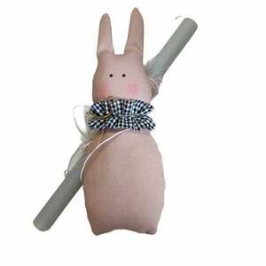 Πασχαλινή Λαμπάδα Old Pink Easter Bunny black white collar - λαμπάδες, για παιδιά, για ενήλικες, για εφήβους, ζωάκια