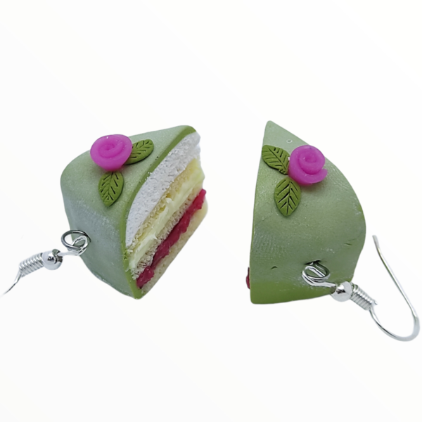 Σκουλαρίκια Swedish princess cake,χειροποίητα κοσμήματα απομίμησης φαγητού απο πολυμερικό πηλό Mimitopia - πηλός, χειροποίητα, φρούτα, παγωτό, φαγητό - 3