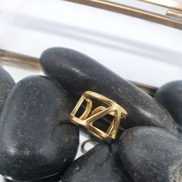 Δακτυλιδι χρυσό περίγραμμα τρίγωνο - επιχρυσωμένα, ορείχαλκος, μικρά, boho, αυξομειούμενα